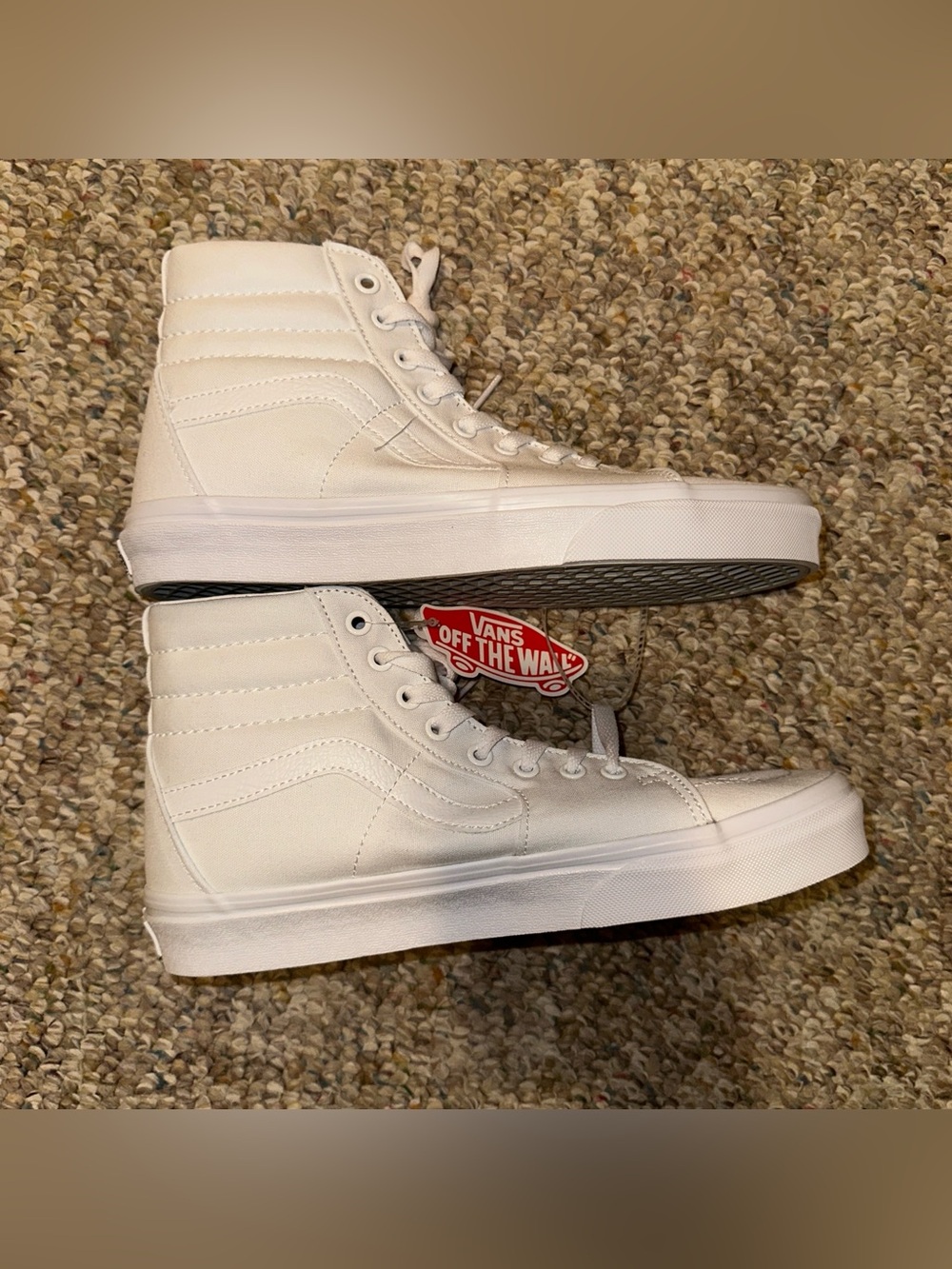 Vans Sk8 Hi White High Top Sneakers Women's 9.5 Men's 8 NEW